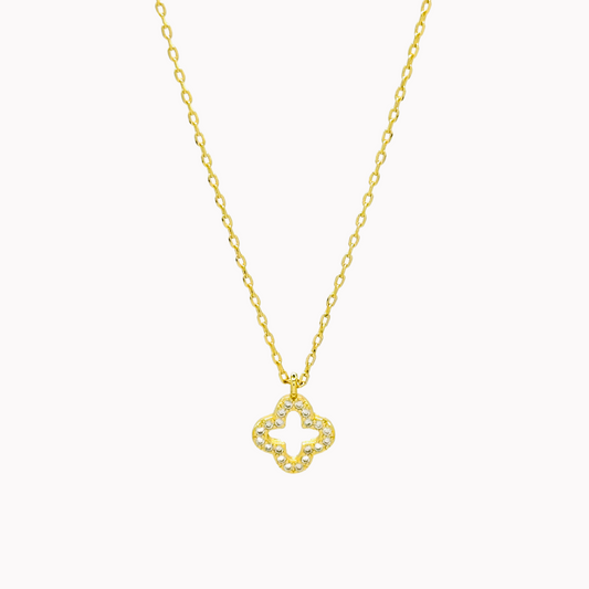 Gilded Sheen Open Clover Pendant - Golden, platinum