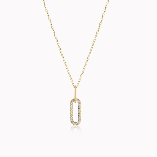 Sleek Paperclip Link Necklace - Gold, Sterling silver