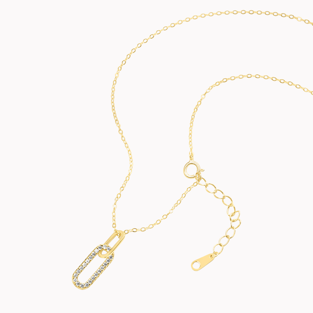 Sleek Paperclip Link Necklace - Gold, Sterling silver