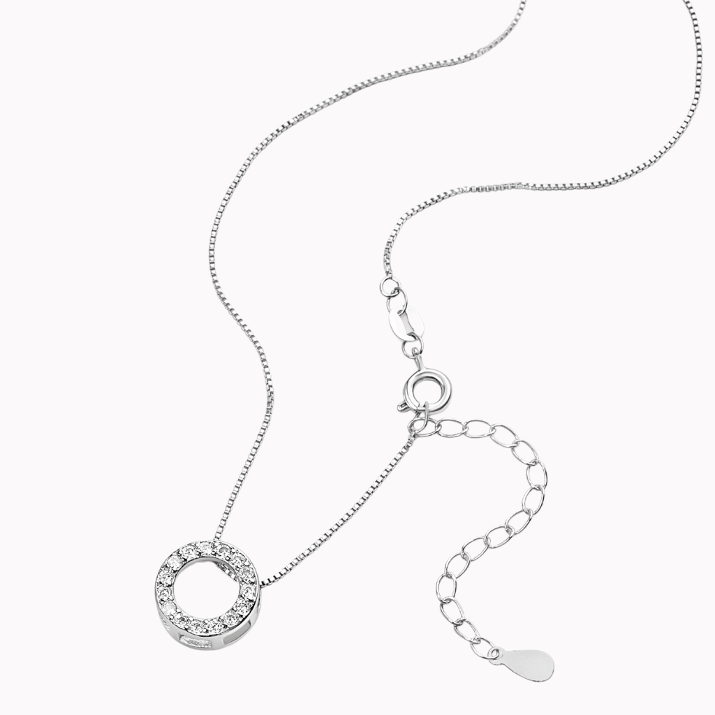 Luminous Eternity Circle Necklace - Sterling silver, zircon