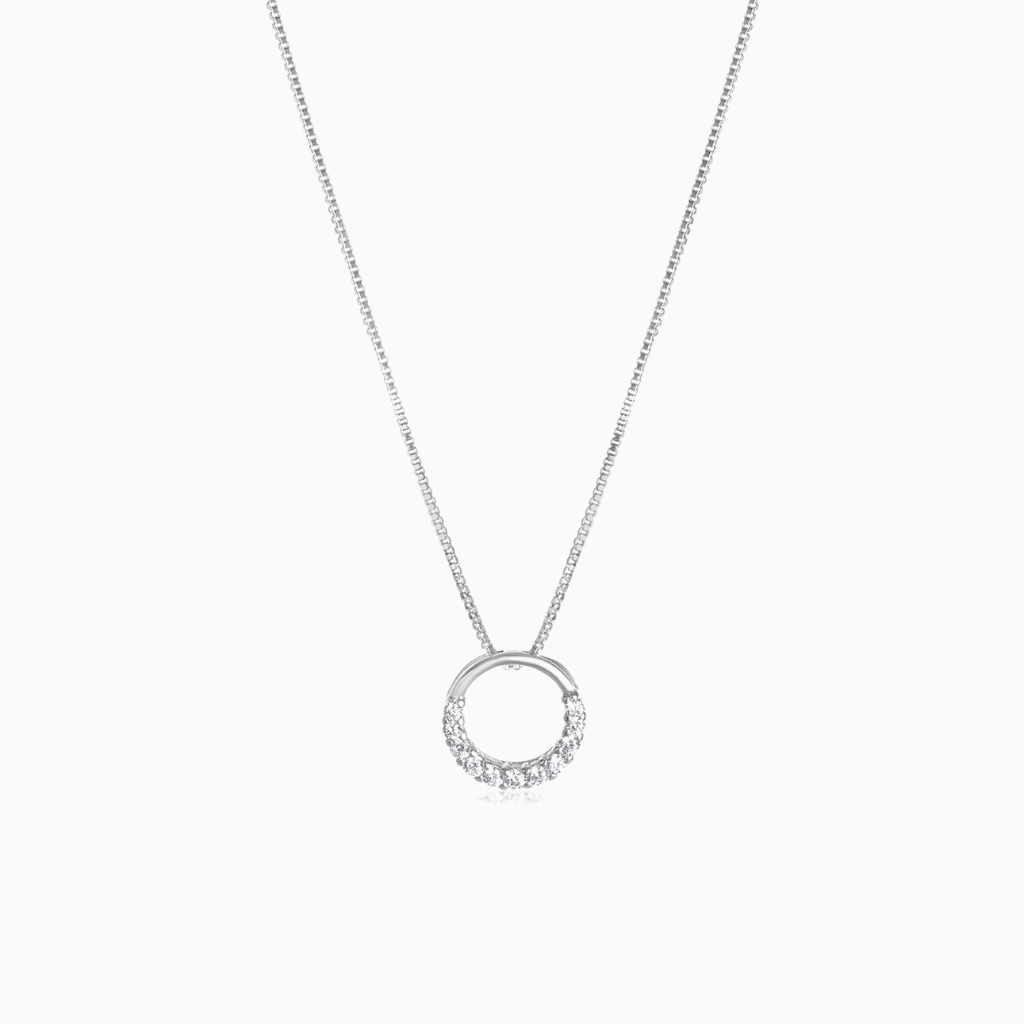 Crystal Wreath Halo Necklace - Sterling silver, Zircon