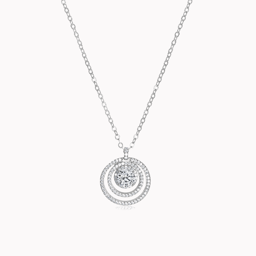 Vogue Halo Zircon Necklace - Sterling silver