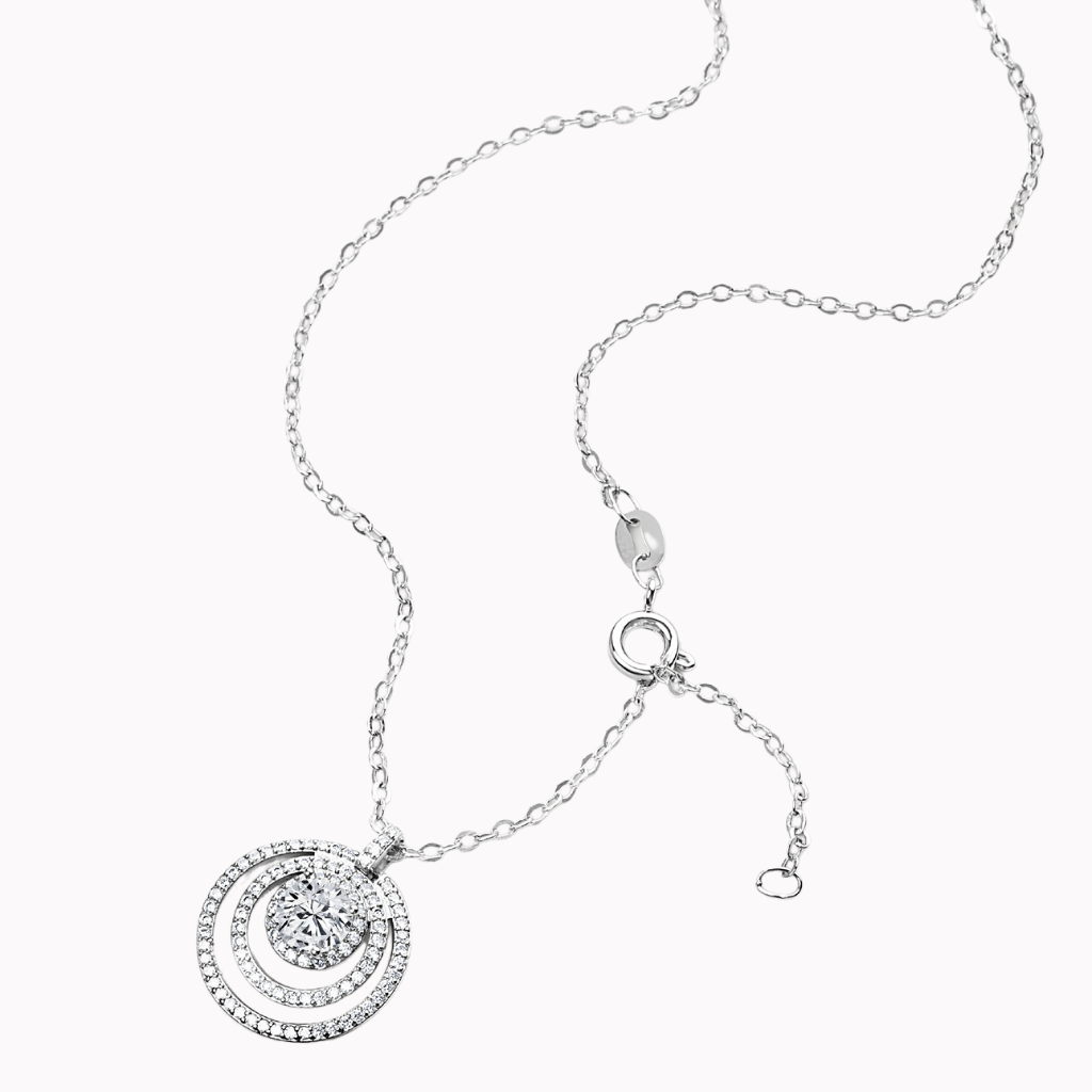 Vogue Halo Zircon Necklace - Sterling silver